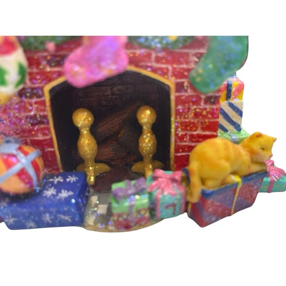 Christopher Radko Christmas Ornament Holder Display Hanger Stand Cat Fireplace - Picture 12 of 12